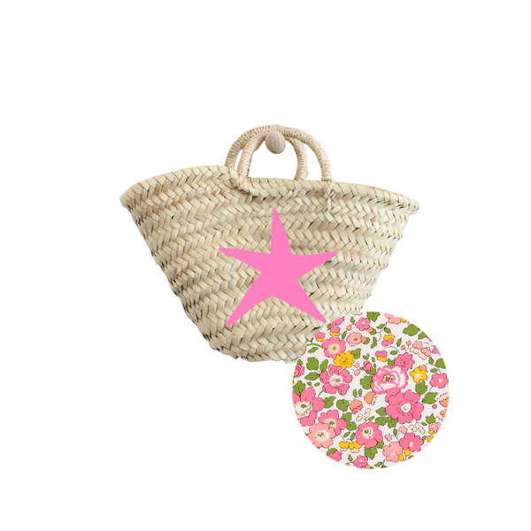 Breck & Grier for Fête Papier Straw Baskets in Hot Pink Star