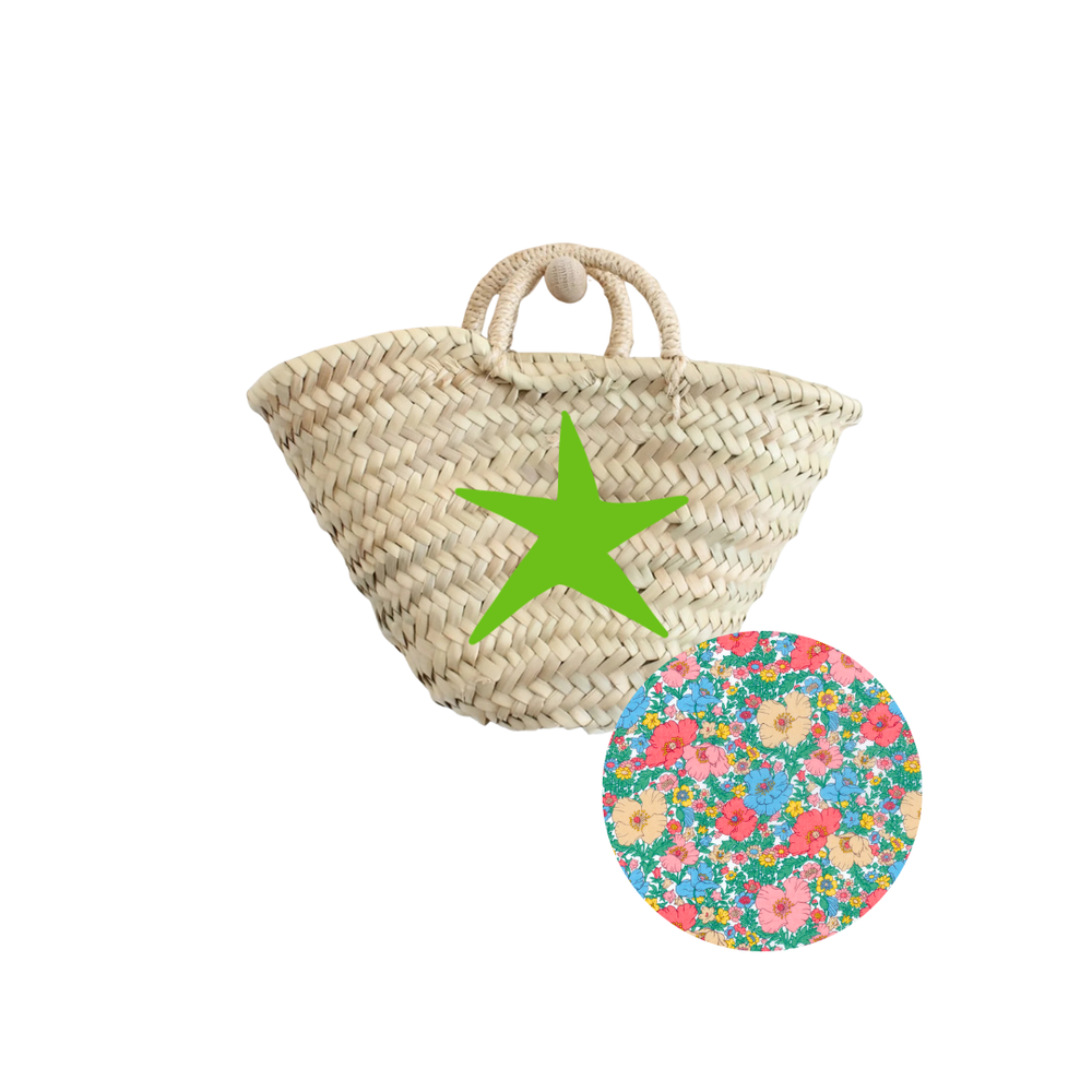 Breck & Grier for Fête Papier Straw Baskets in Green Star