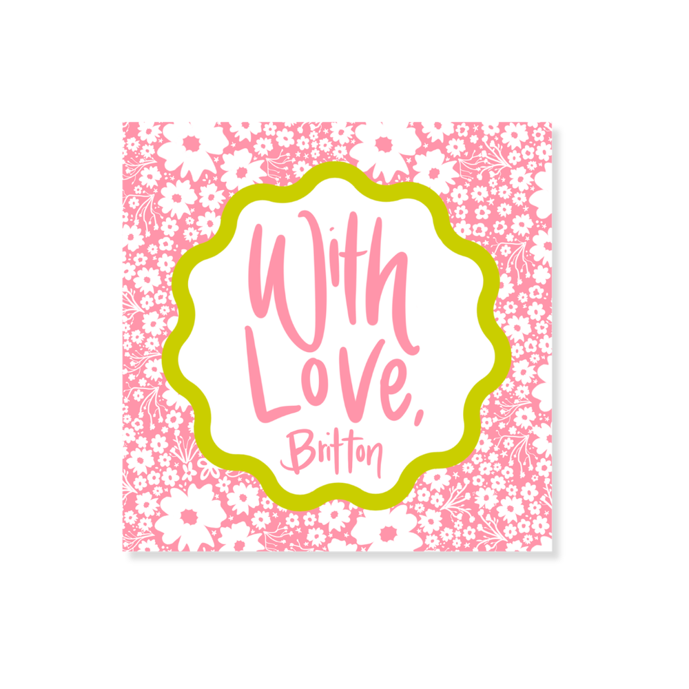 Ditsy Floral Gift Stickers in Rose