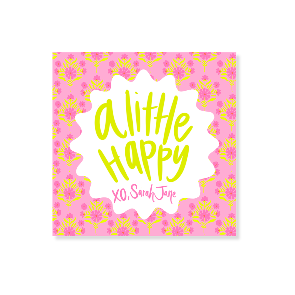 Pink Floral Block Gift Stickers
