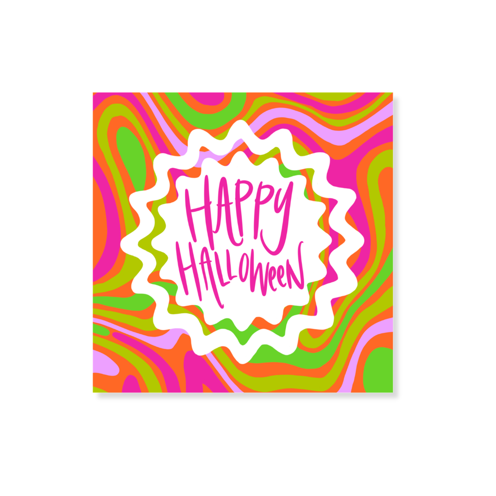 Groovy Halloween Gift Stickers in Pinks