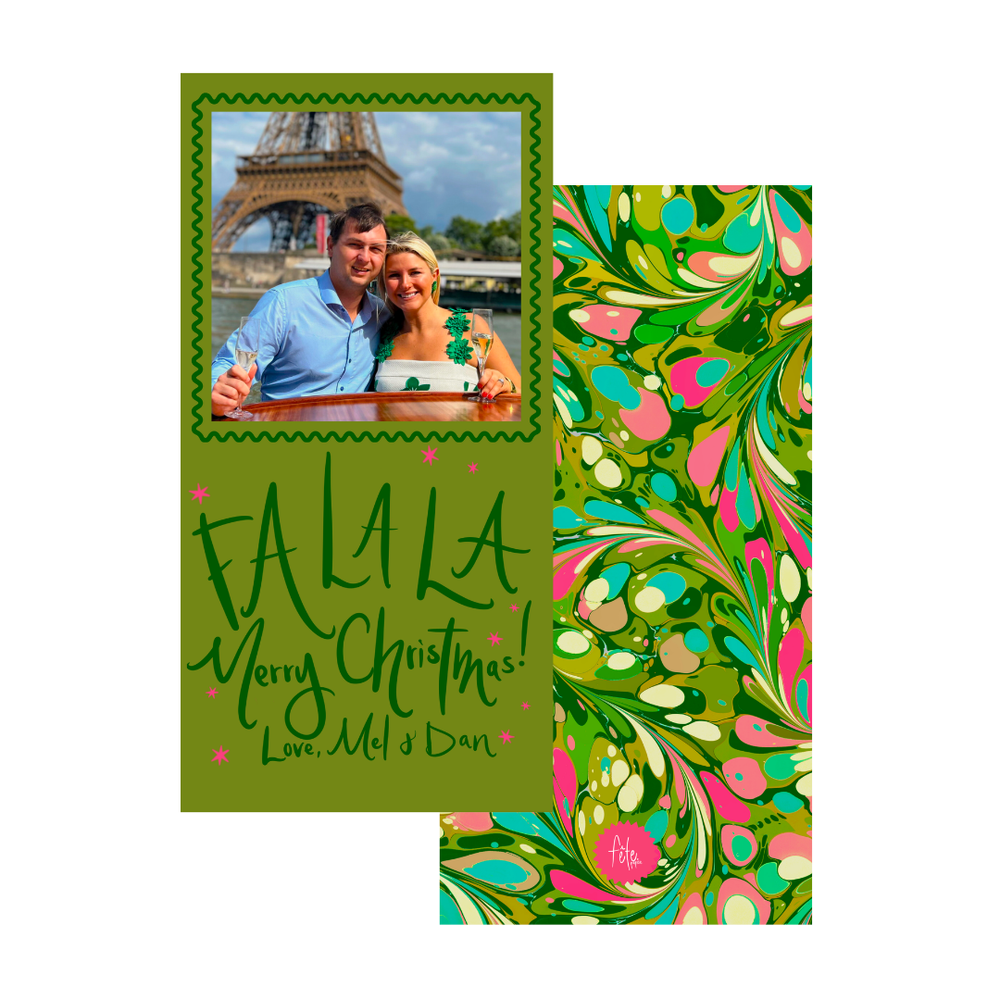 Long Evergreen Swirl Marbled Christmas Card