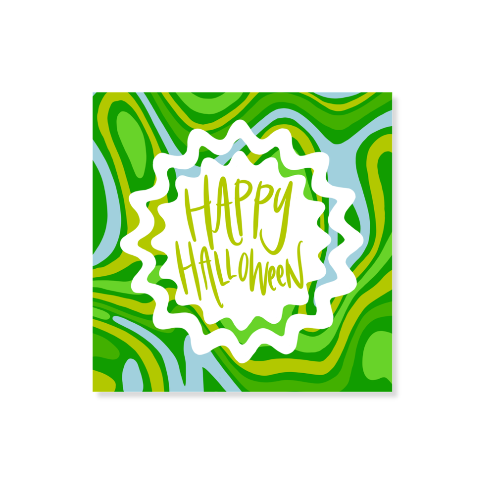 Groovy Halloween Gift Stickers in Greens