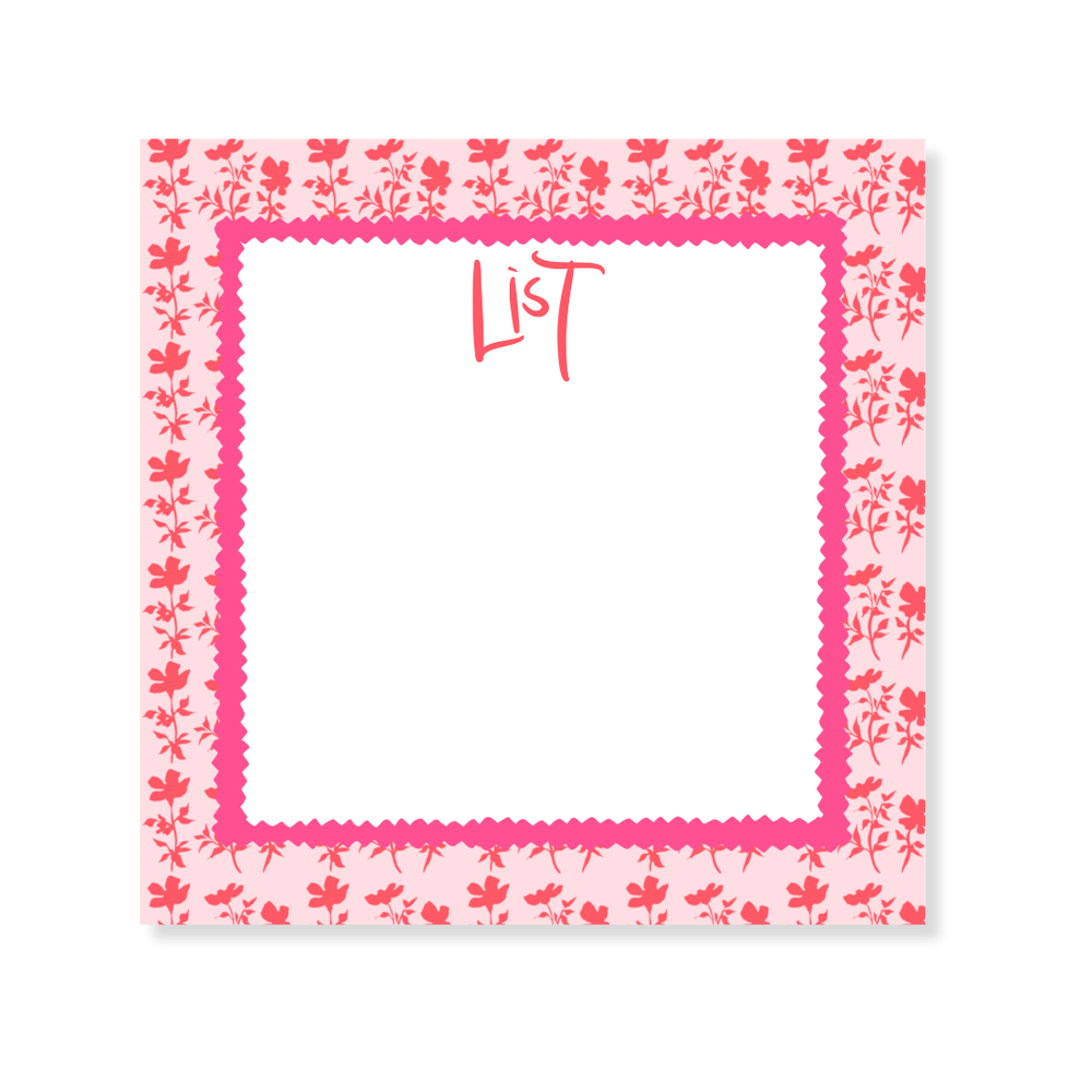 Nina Rosner for Fête Papier Pink Floral 200 Page Notepad + Acrylic Tray
