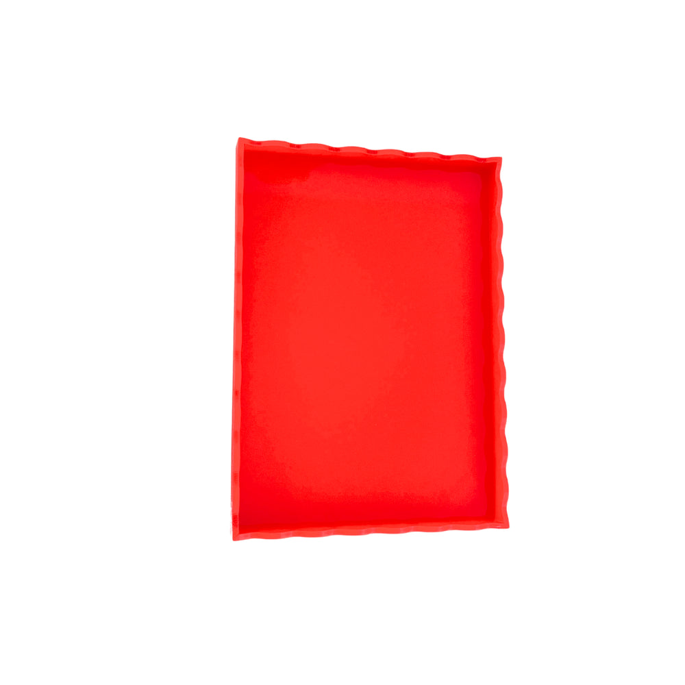 Fête Papier Wavy 5x7 Notepad Tray in Neon Coral Red