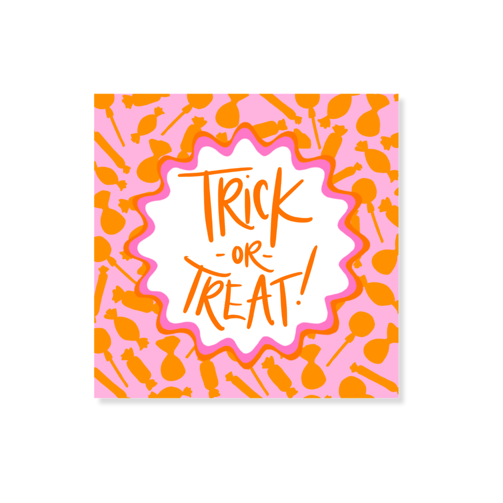 Halloween Candy Gift Stickers in Pink