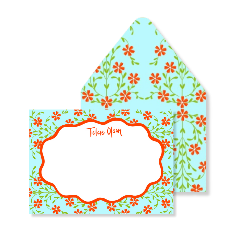 Ditsy Floral Stationery in Baby Blue