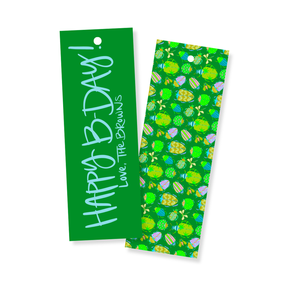 Busy Bugs Long Gift Tags in Green