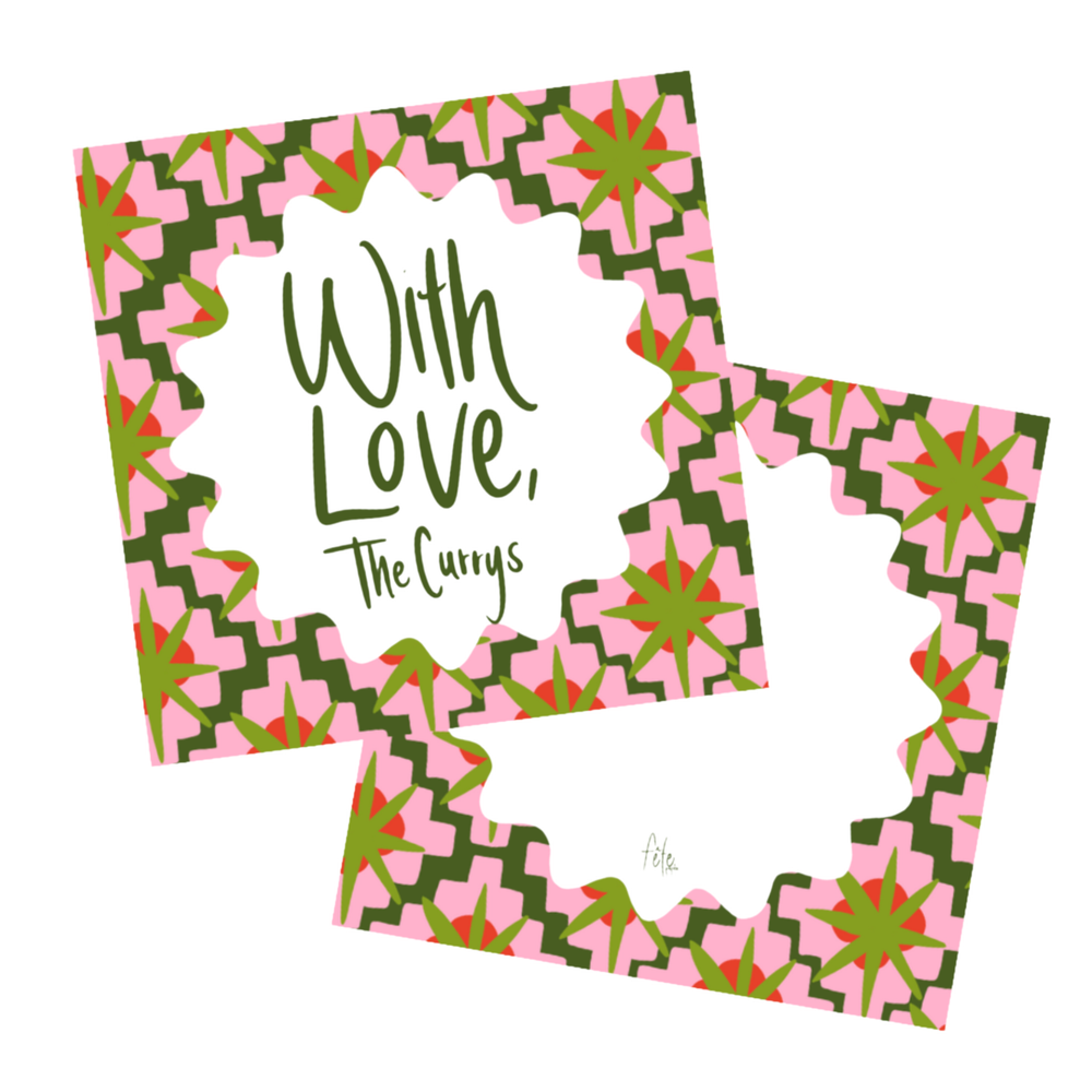 Holiday Quilted Gift Tags in Green & Pink