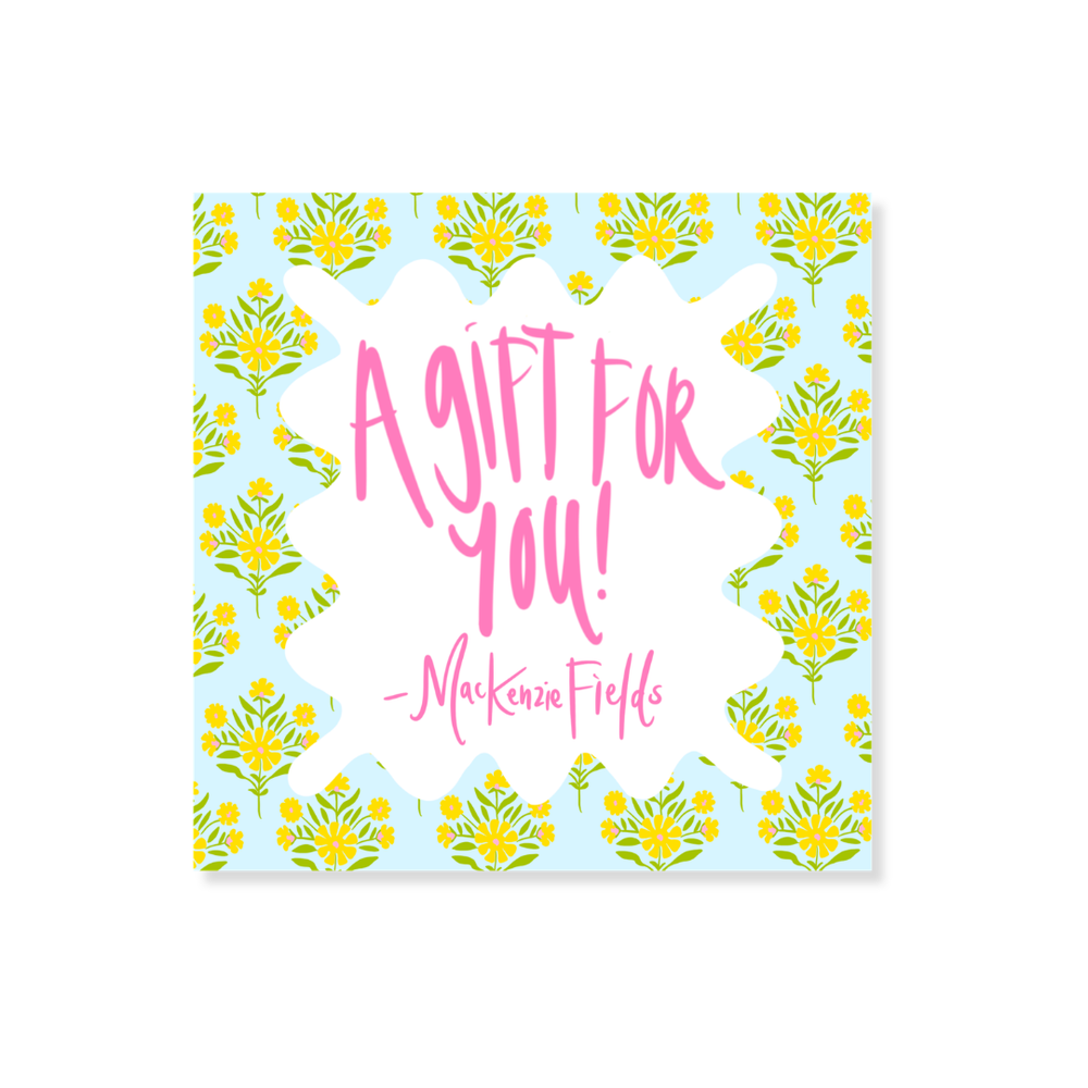 Blue Floral Block Gift Stickers