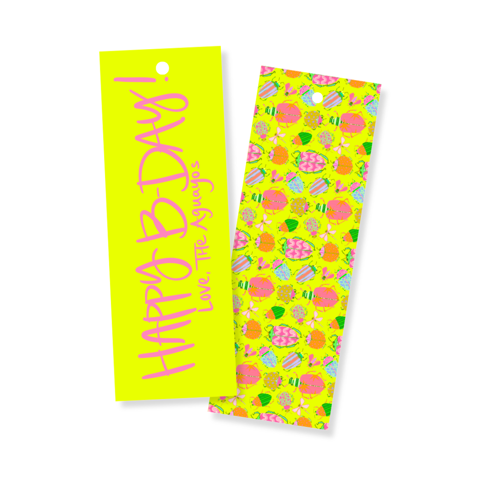 Busy Bugs Long Gift Tags in Yellow