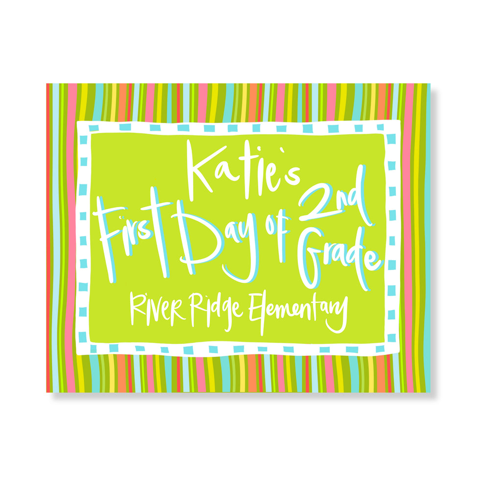 Striped Back To School Sign in Lime