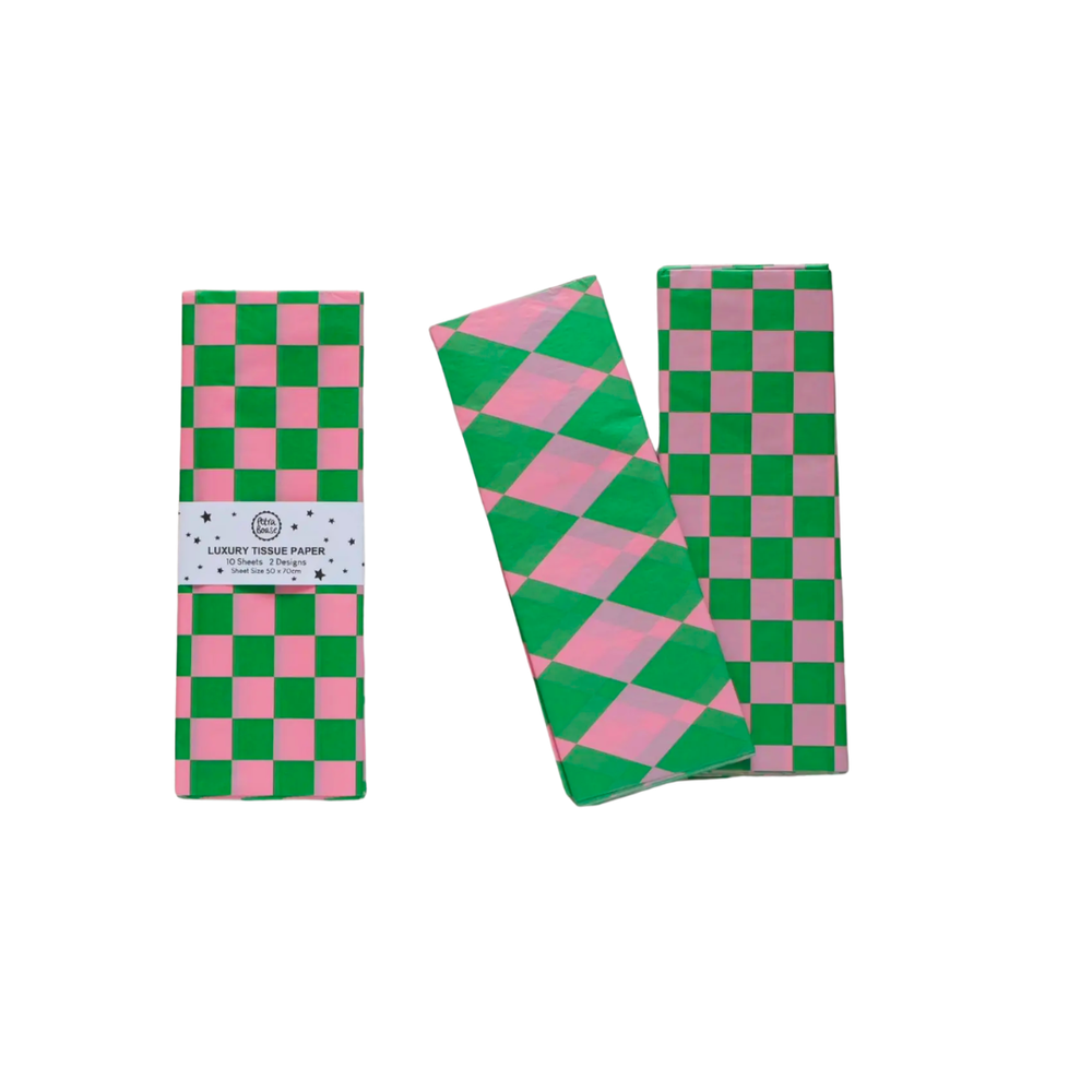 Lux Patterned Tissue Paper in Pink & Green