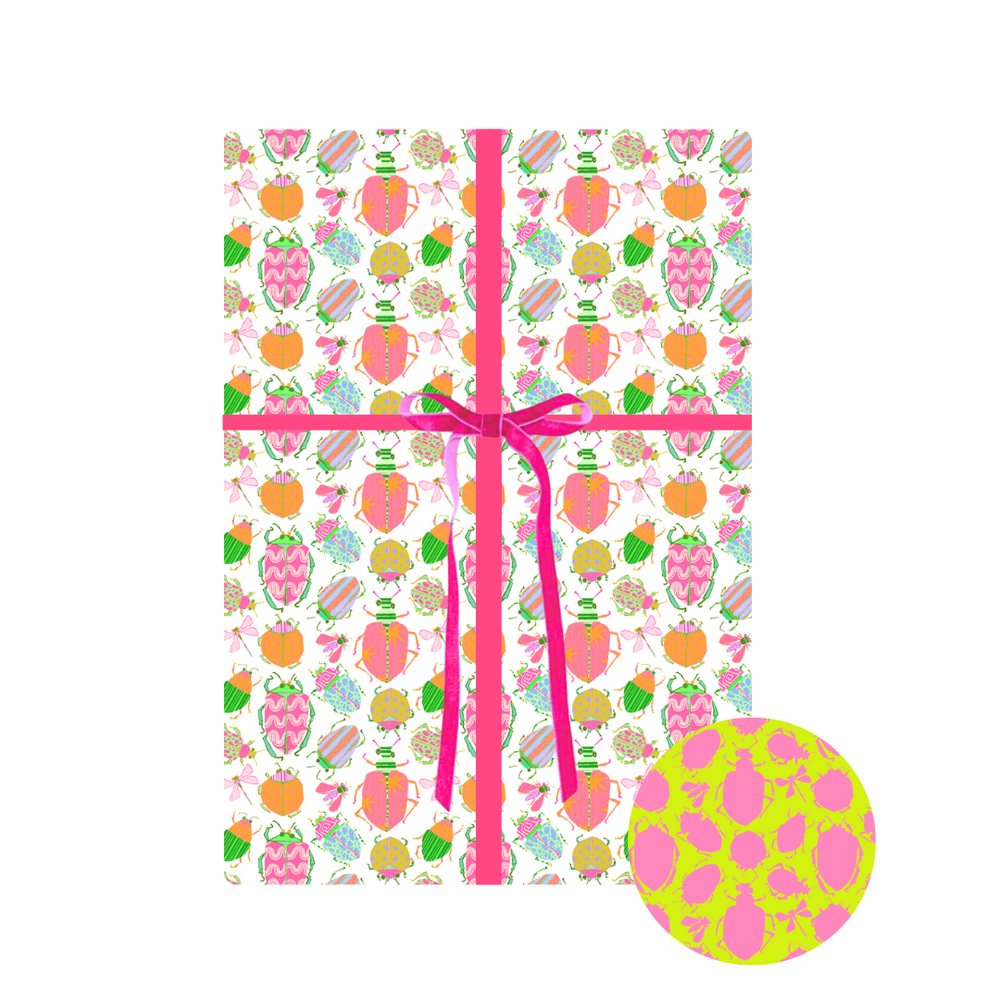 Busy Bugs Gift Wrapping in Pink