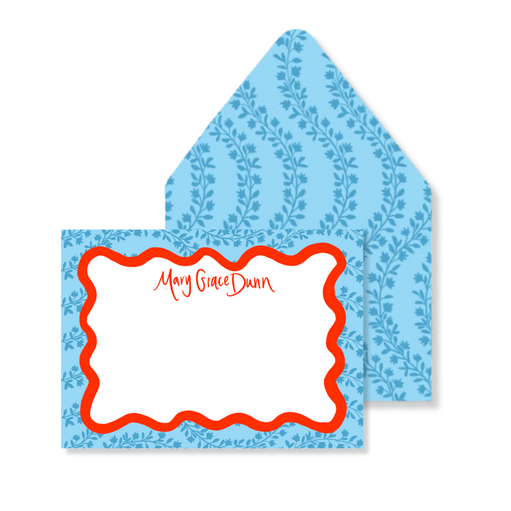 Jasmine Stationery in Denim & Apple