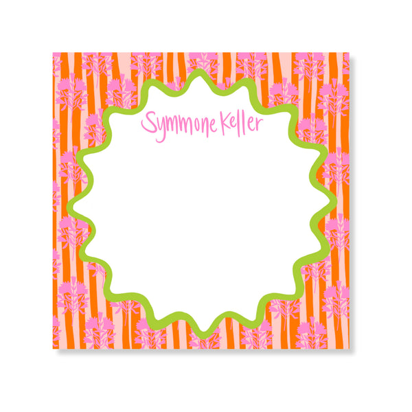 Block Print & Stripes Notepad in Peony