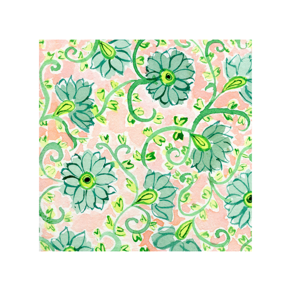 Nina Rosner for Fête Papier Acrylic Block Print in Coral