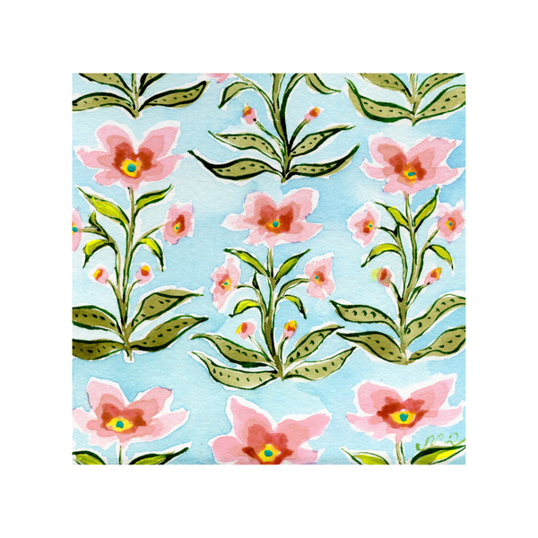 Nina Rosner for Fête Papier Acrylic Block Print in Blue