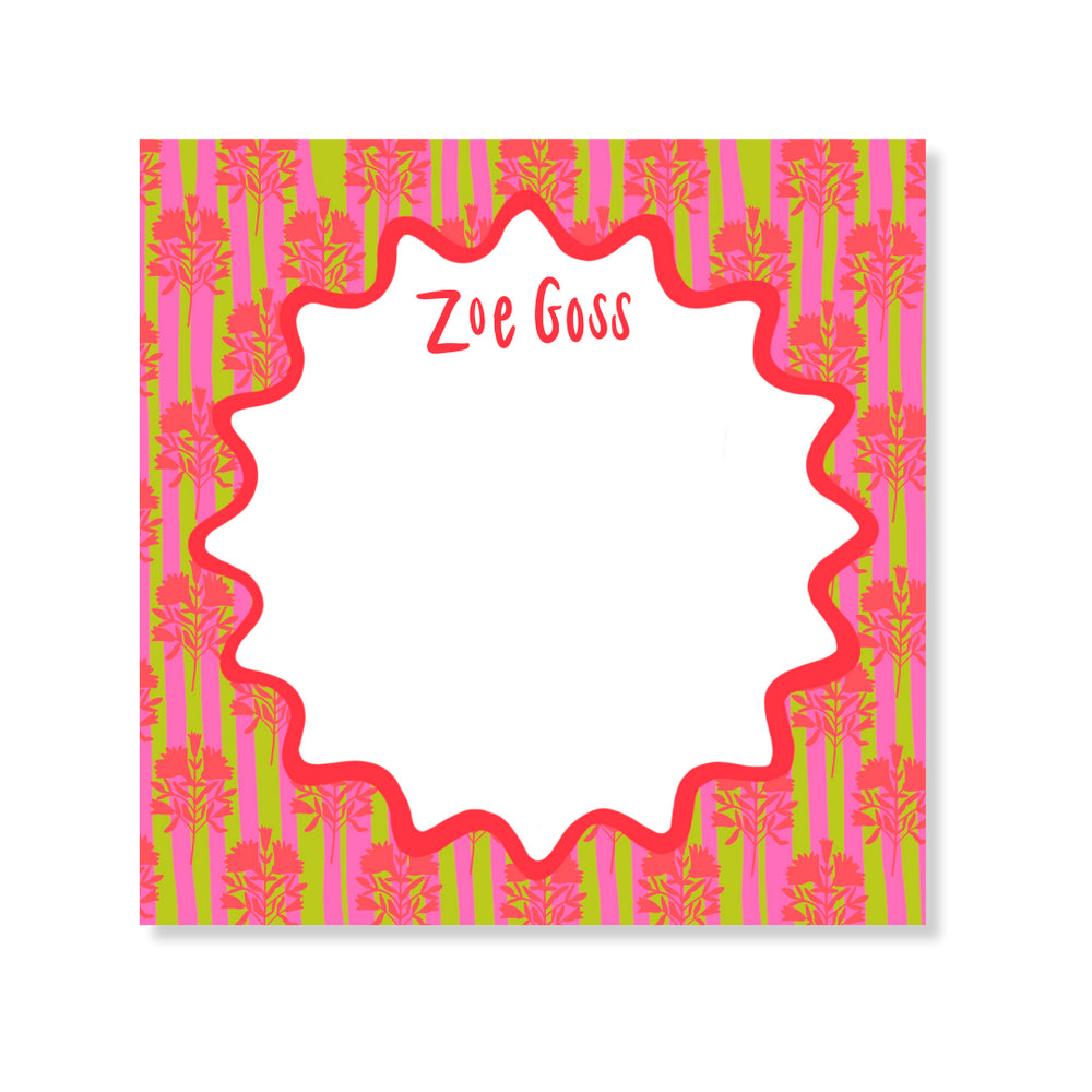 Block Print & Stripes Notepad in Fushia