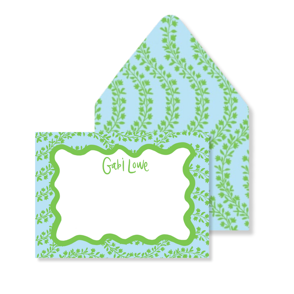 Jasmine Stationery in Lime & Sea