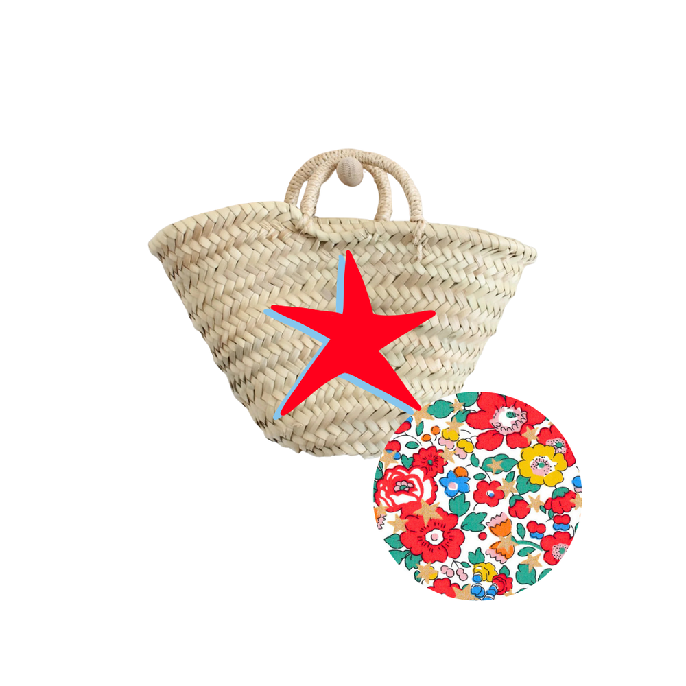 Breck & Grier for Fête Papier Straw Baskets Shadow Star Red+Blue