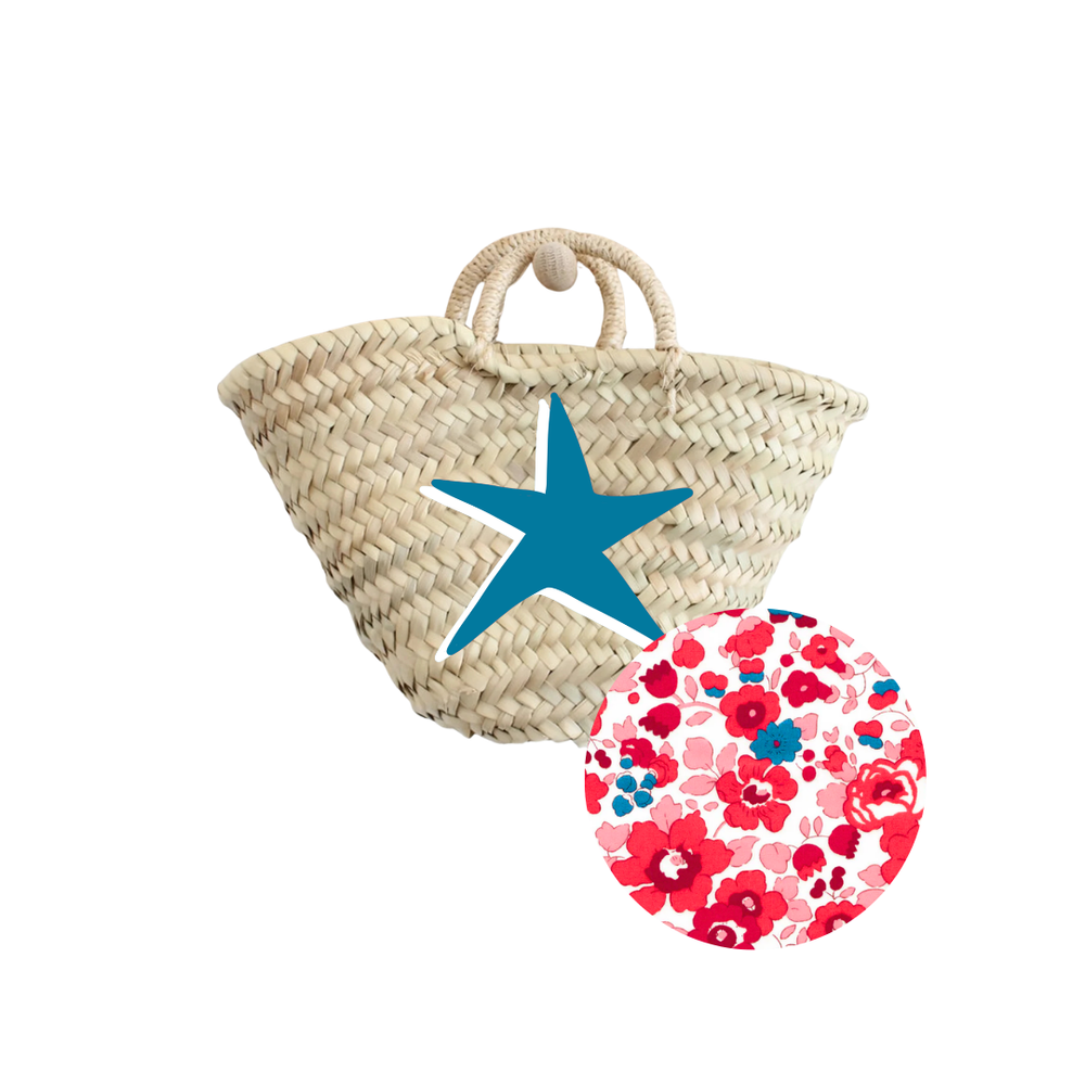 Breck & Grier for Fête Papier Straw Baskets Shadow Star Teal+White