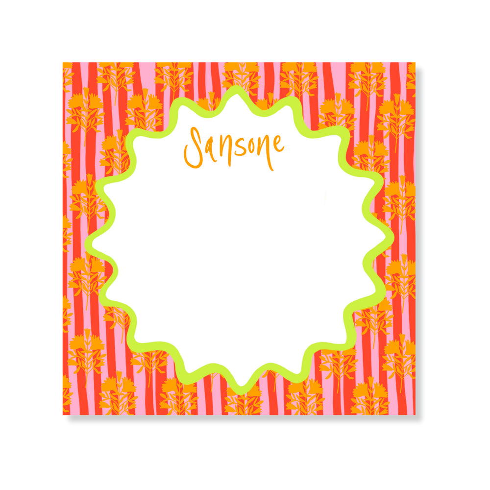 Block Print & Stripes Notepad in Poppy