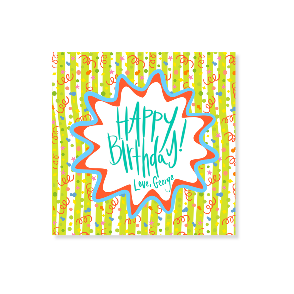 Happy Birthday Gift Stickers in Lime