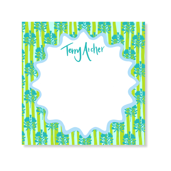 Block Print & Stripes Notepad in Kelly