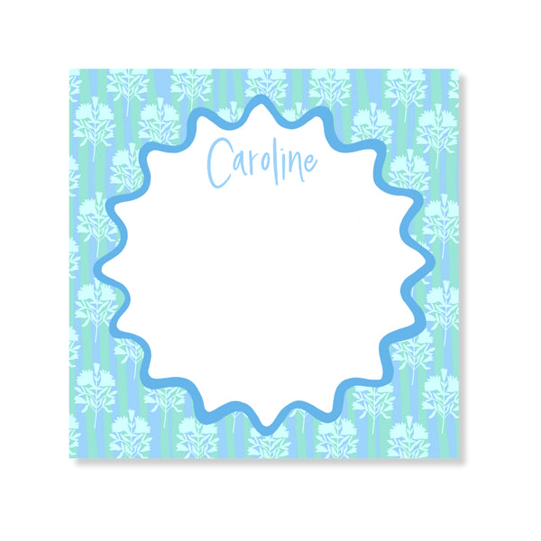 Block Print & Stripes Notepad in Cornflower