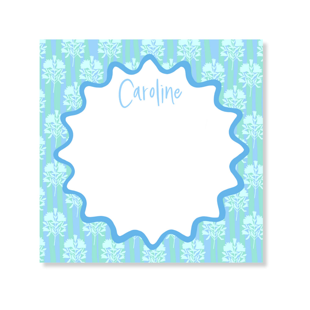 Block Print & Stripes Notepad in Cornflower
