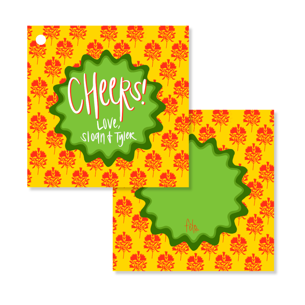 Block Print Tags in Tomato