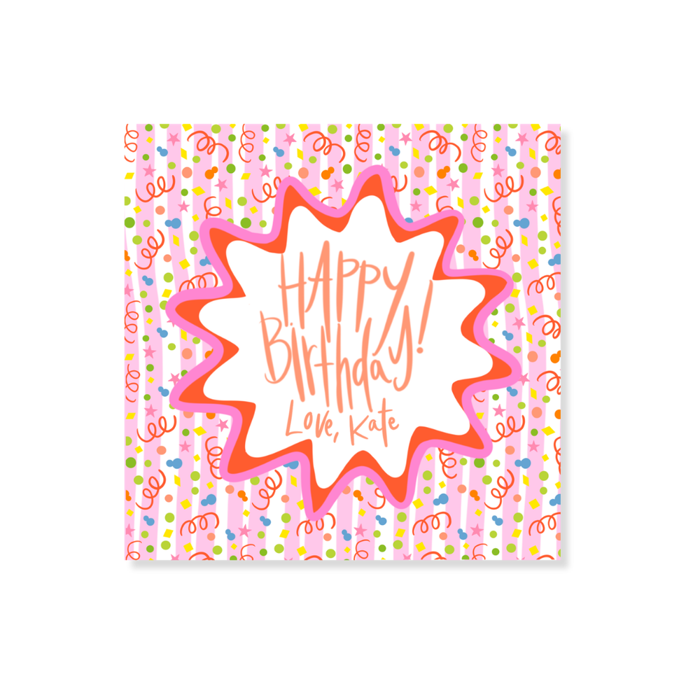 Happy Birthday Gift Stickers in Rose