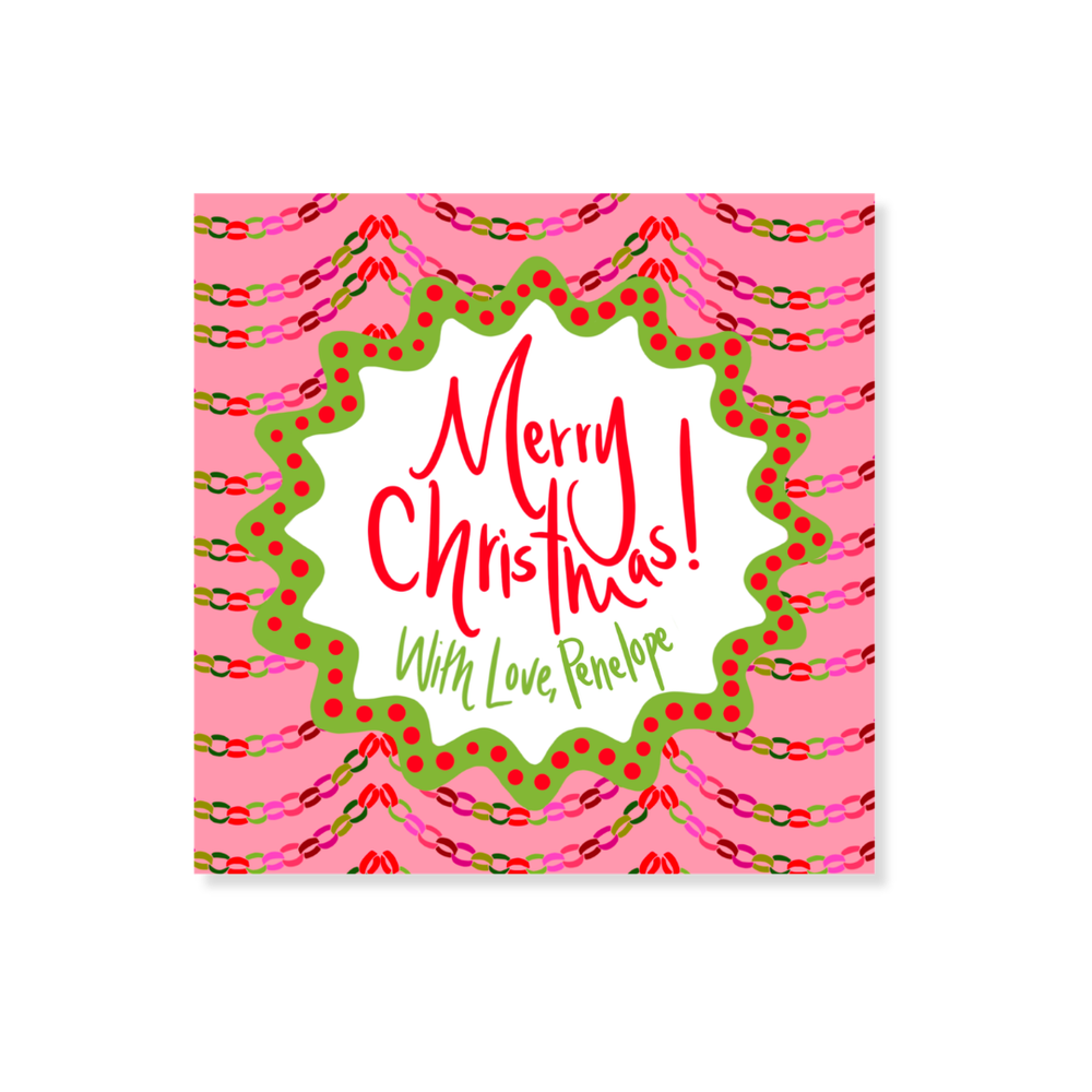 Paper Chain Gift Stickers in Pink