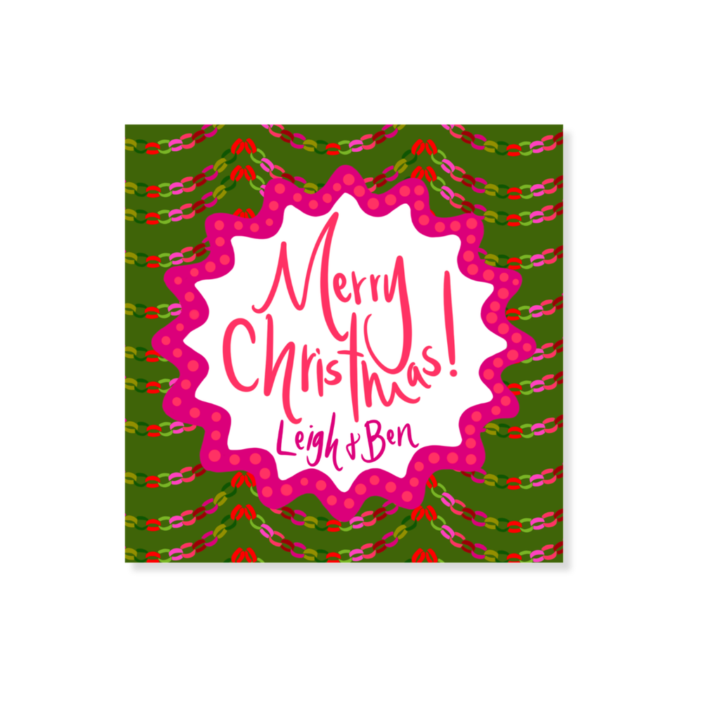 Paper Chain Gift Stickers in Green