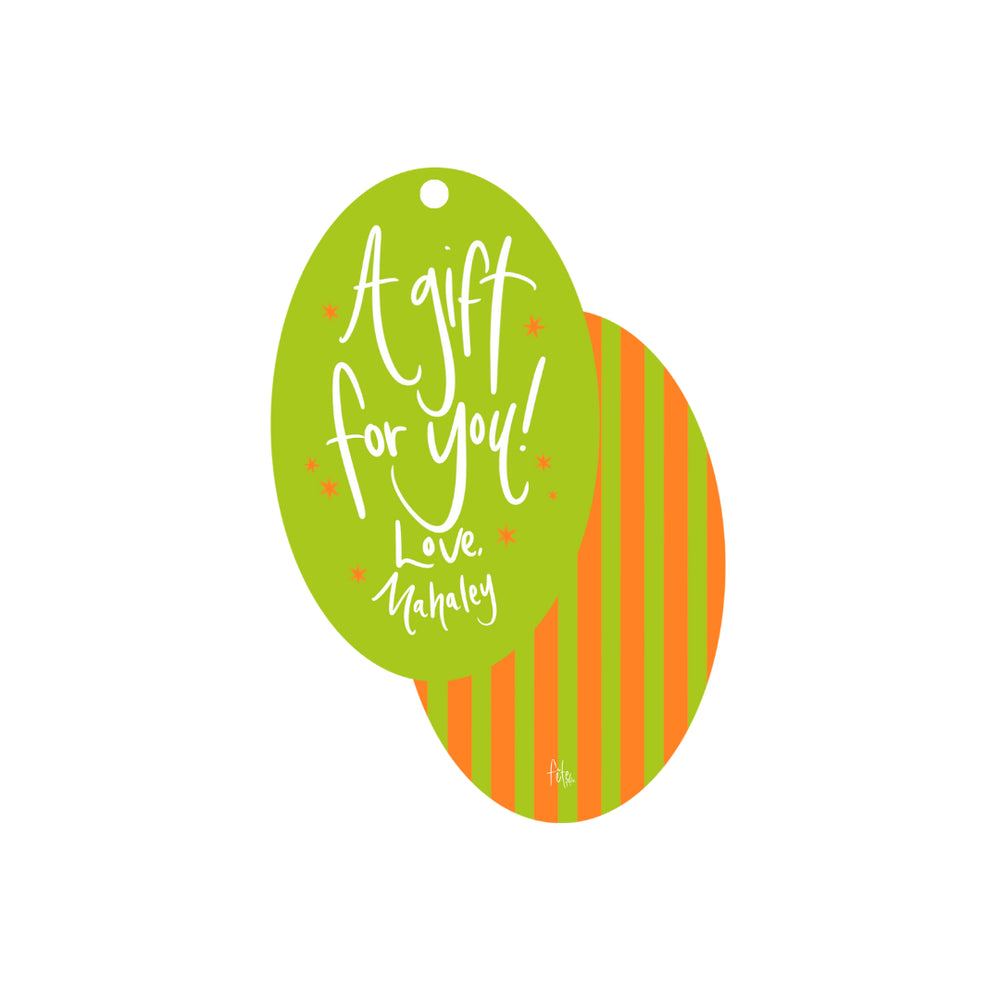 Oval Stripe Gift Tags in Lime