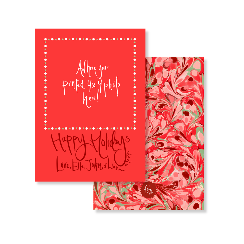 Star Dot Peppermint Swirl Marbled Christmas Card with Photo Mount