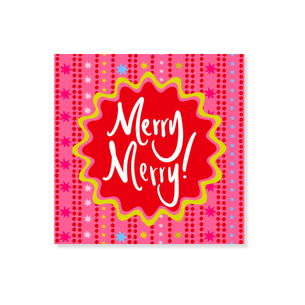 Hot Pink Holiday Star Dot Stickers