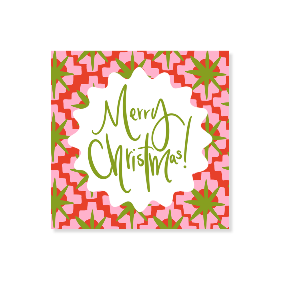 Holiday Quilted Gift Stickers in Red & Pink