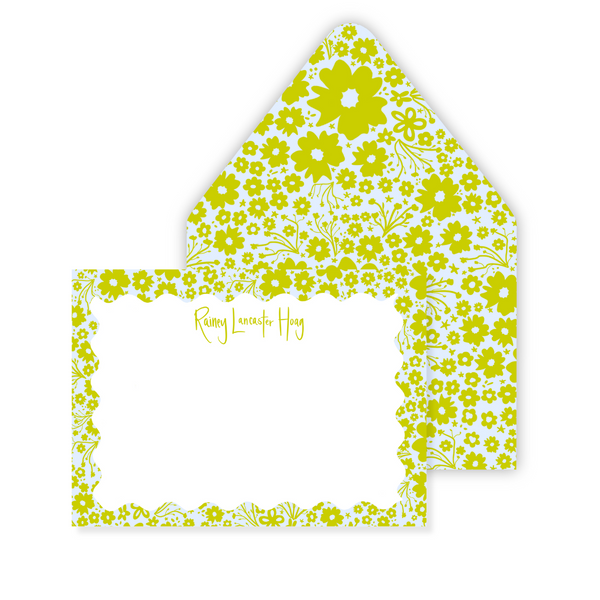 Fête Ditsy Floral Stationery in Grass