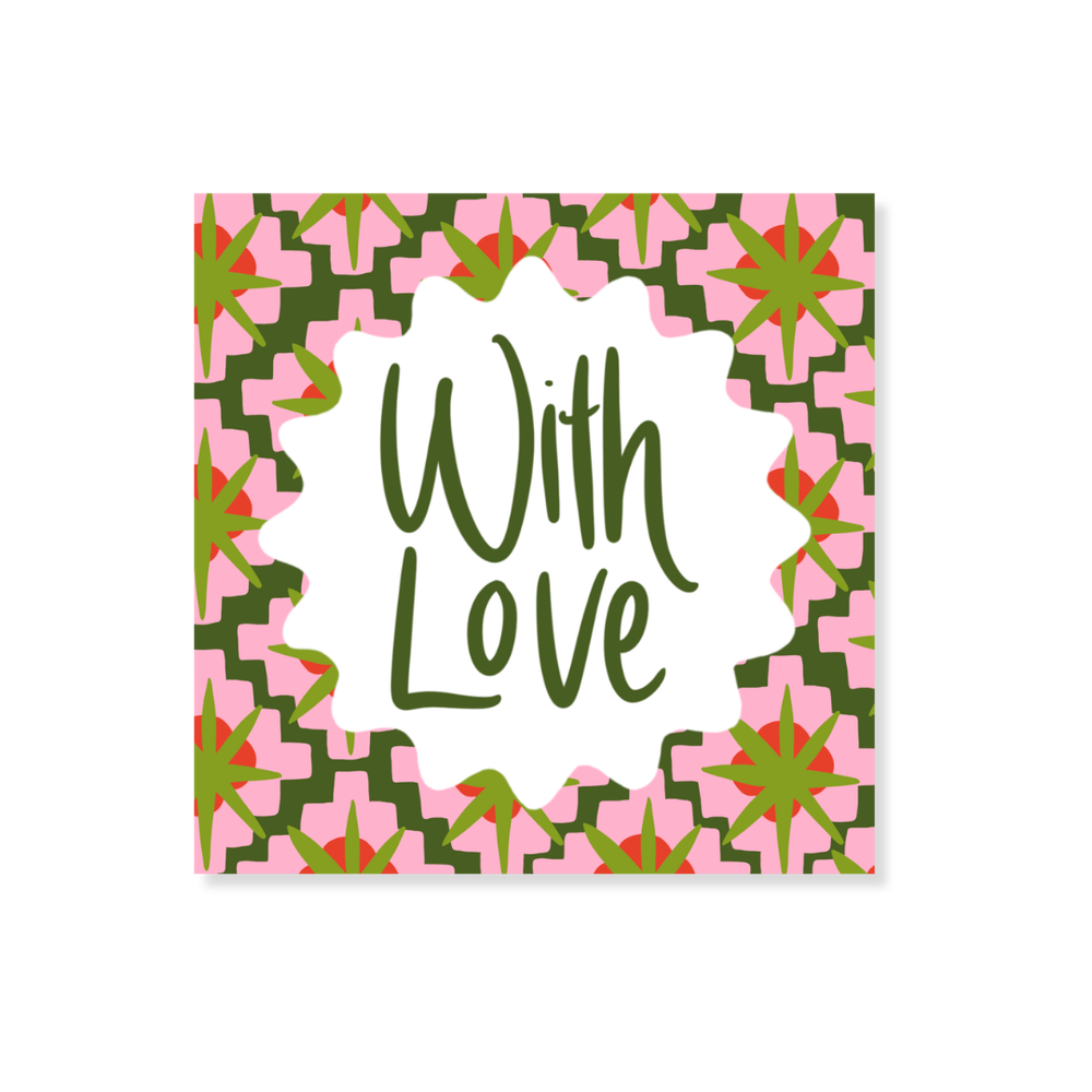 Holiday Quilted Gift Stickers in Green & Pink