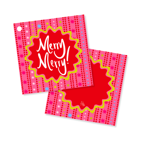 Hot Pink Holiday Star Dot Tags