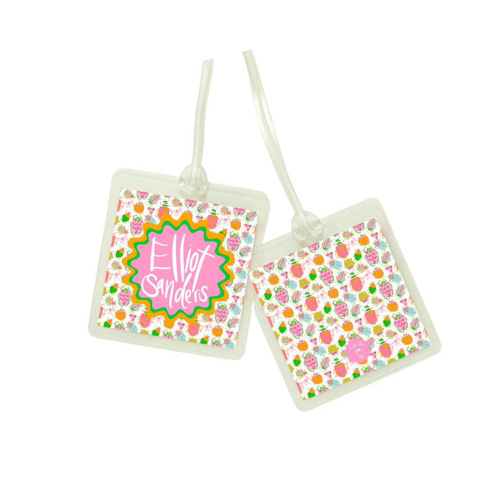 Busy Bugs Bag Tag in Pink