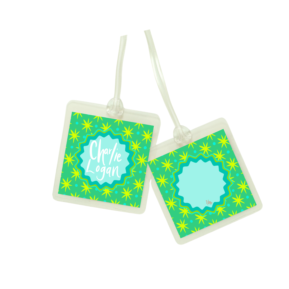 Star Dot Bag Tag in Green & Blue