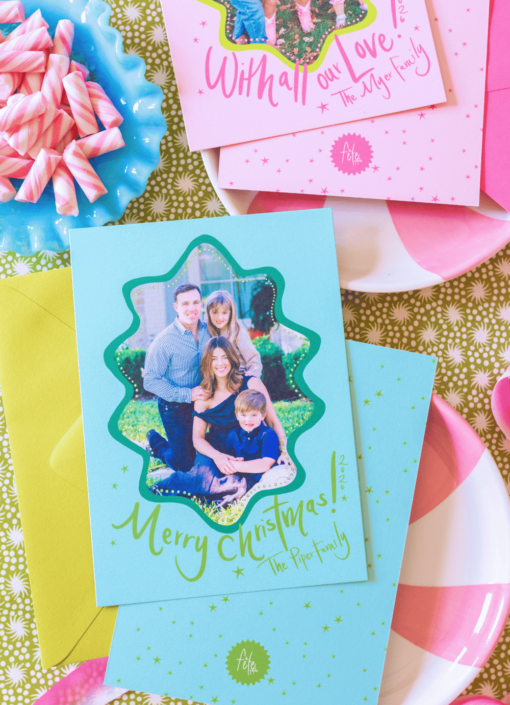 Holiday Glitz Christmas Card in Aqua