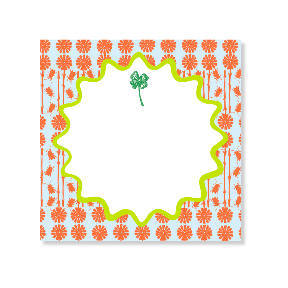 Goldbug Buzzin' Garden Floral Notepad in Orange & Blue