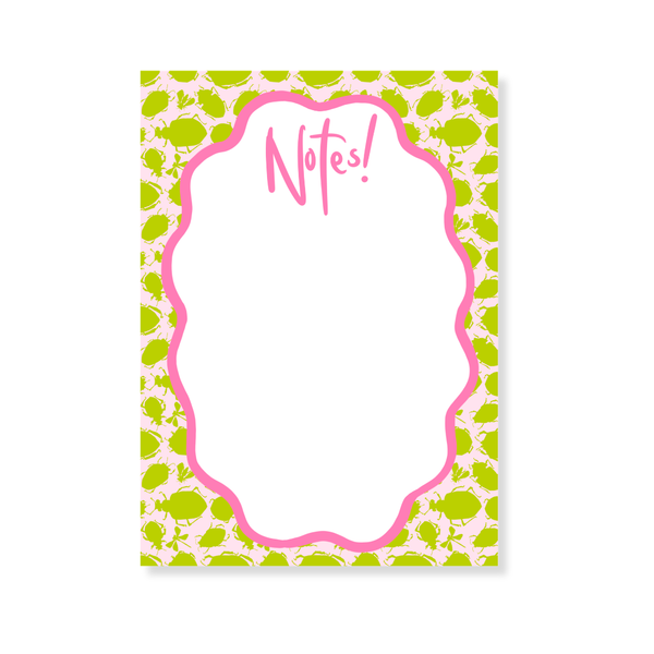 Sleek Busy Bugs Notepad in Pink