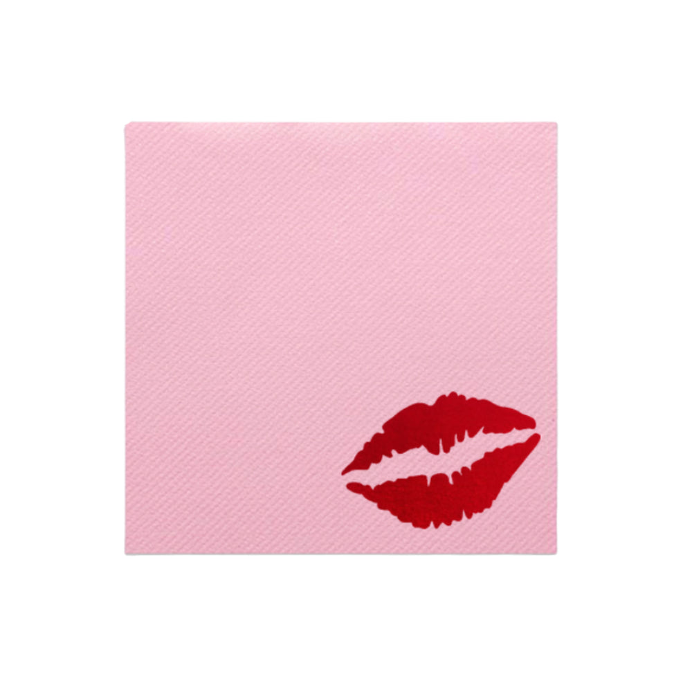 Lips Cocktail Napkins in Pink with Red