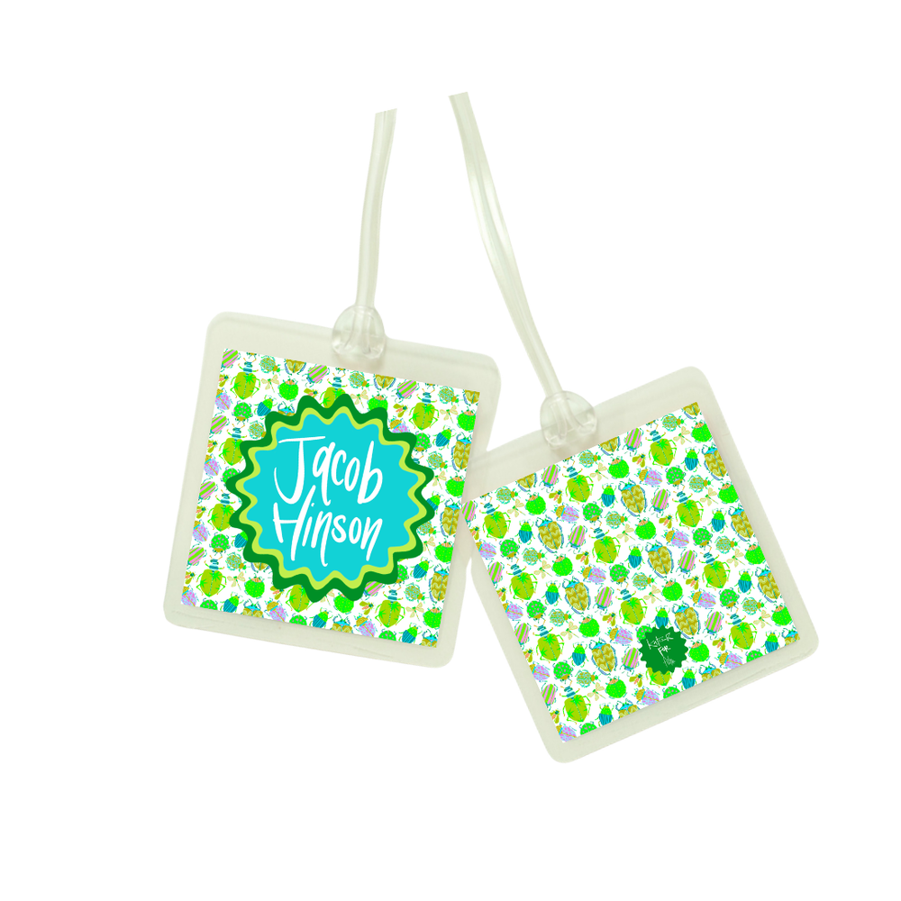 Busy Bugs Bag Tag in Blue