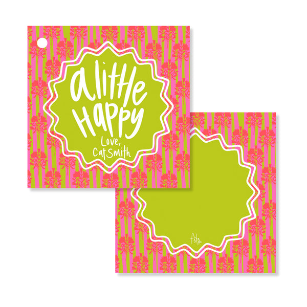 Block Print & Stripes Tags in Fushia